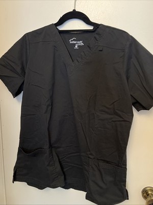 Women’s Black Butter-Soft Stretch Scrub Top Size L Short Sleeve
